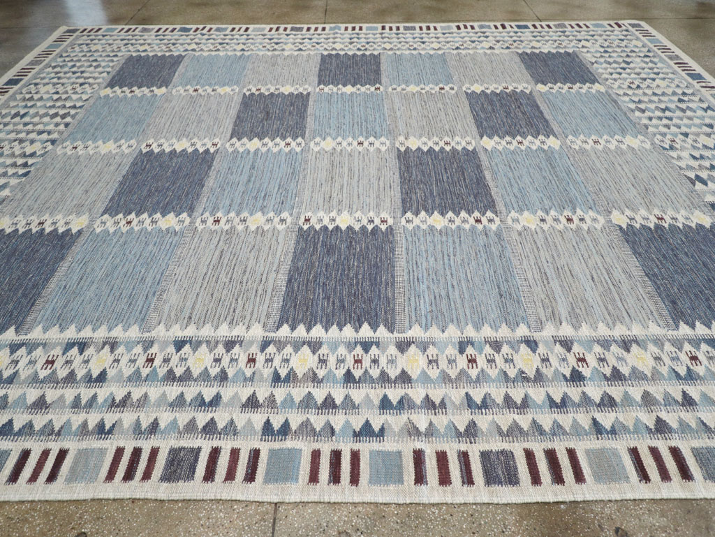 Swedish Inspired Modern Turkish Kilim Large Room Size Carpet, No.32199 - Gss