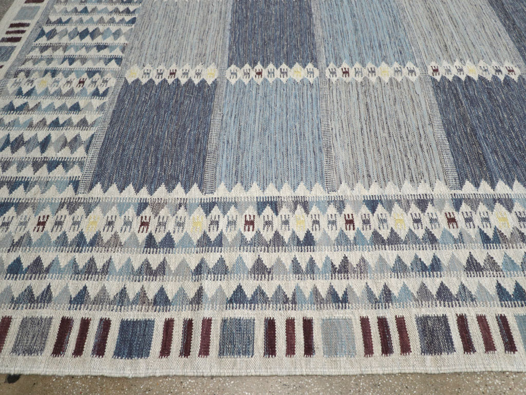 Swedish Inspired Modern Turkish Kilim Large Room Size Carpet, No.32199 - Gss