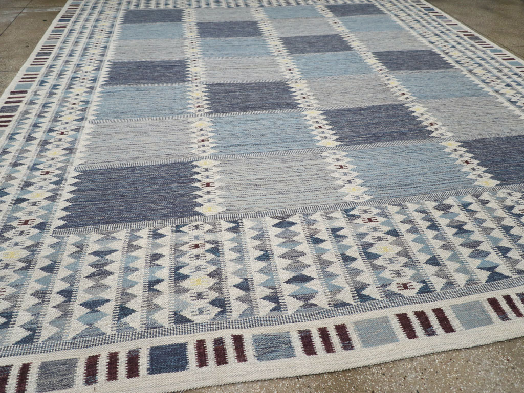 Swedish Inspired Modern Turkish Kilim Large Room Size Carpet, No.32199 - Gss