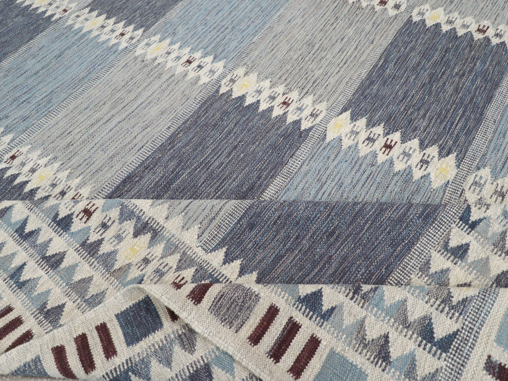 Swedish Inspired Modern Turkish Kilim Large Room Size Carpet, No.32199 - Gss