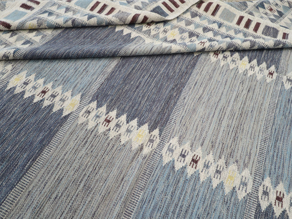 Swedish Inspired Modern Turkish Kilim Large Room Size Carpet, No.32199 - Gss