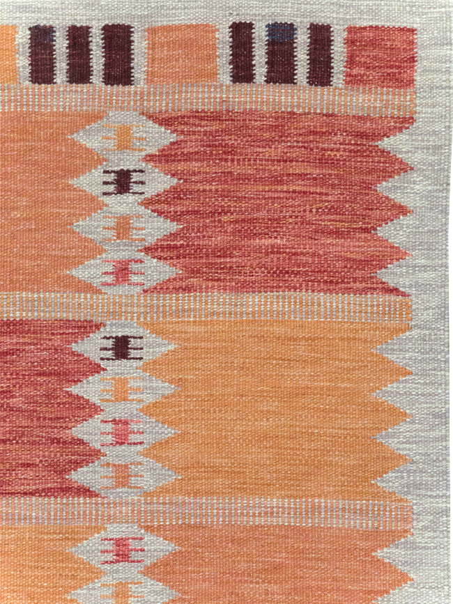 Swedish Inspired Contemporary Turkish Flatweave Accent Rug, No.32201 - Gss