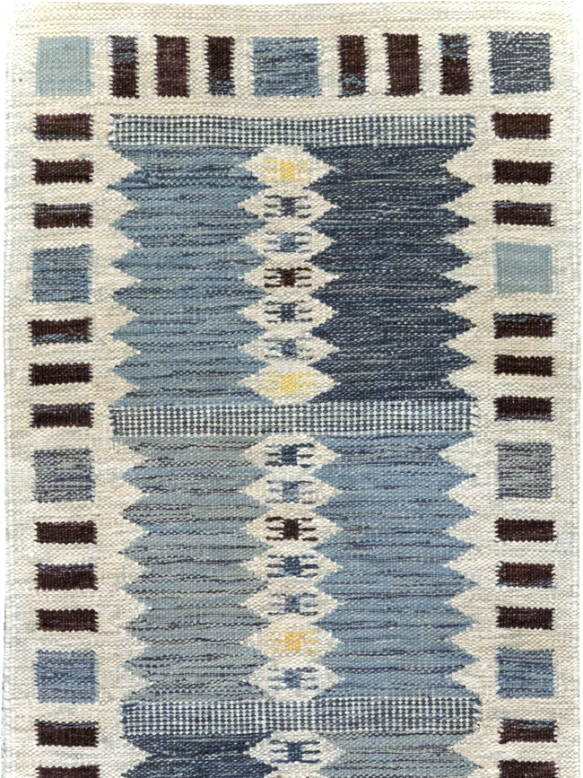 Swedish Inspired Contemporary Turkish Flatweave Runner, No.32203 - Gss