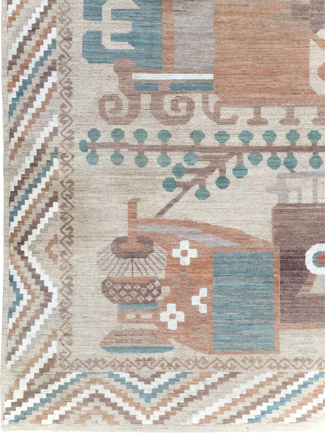 Modern East Turkestan Vase Khotan Room Size Carpet, No.32207 - Gss