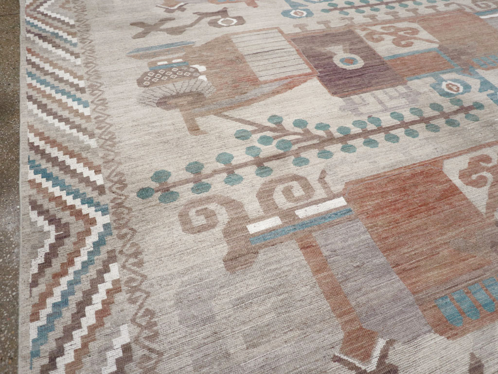 Modern East Turkestan Vase Khotan Room Size Carpet, No.32207 - Gss