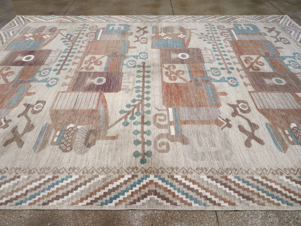 Modern East Turkestan Vase Khotan Room Size Carpet, No.32207 - Gss