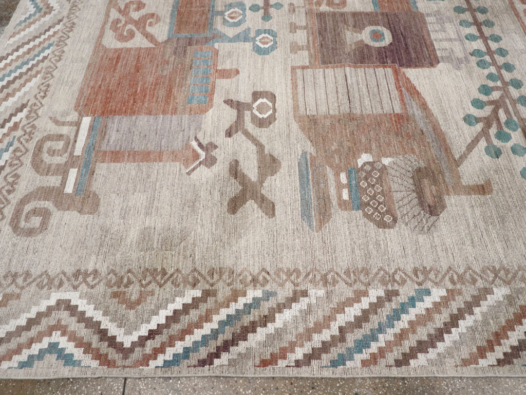 Modern East Turkestan Vase Khotan Room Size Carpet, No.32207 - Gss