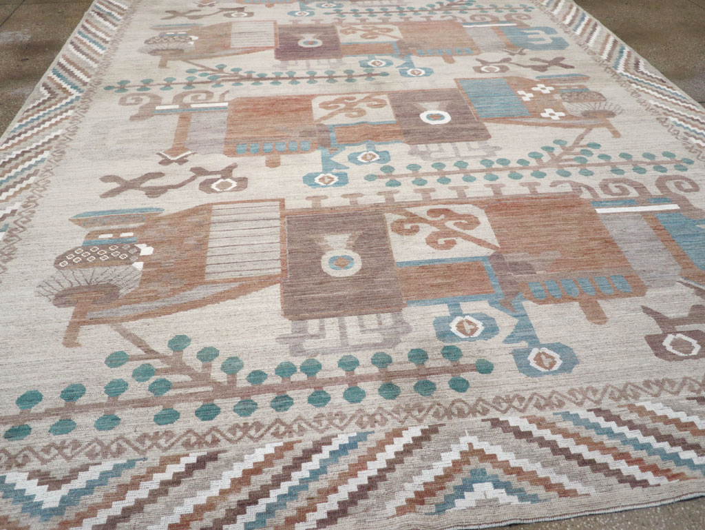 Modern East Turkestan Vase Khotan Room Size Carpet, No.32207 - Gss