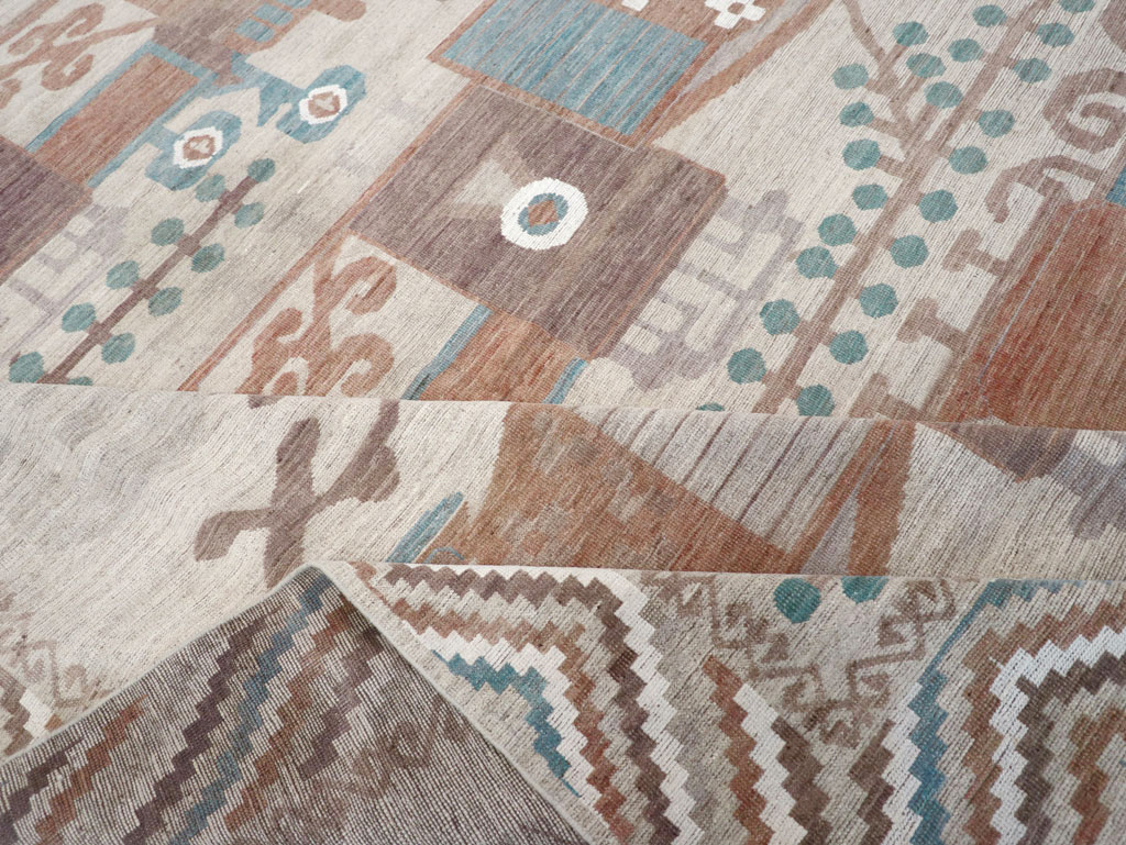 Modern East Turkestan Vase Khotan Room Size Carpet, No.32207 - Gss