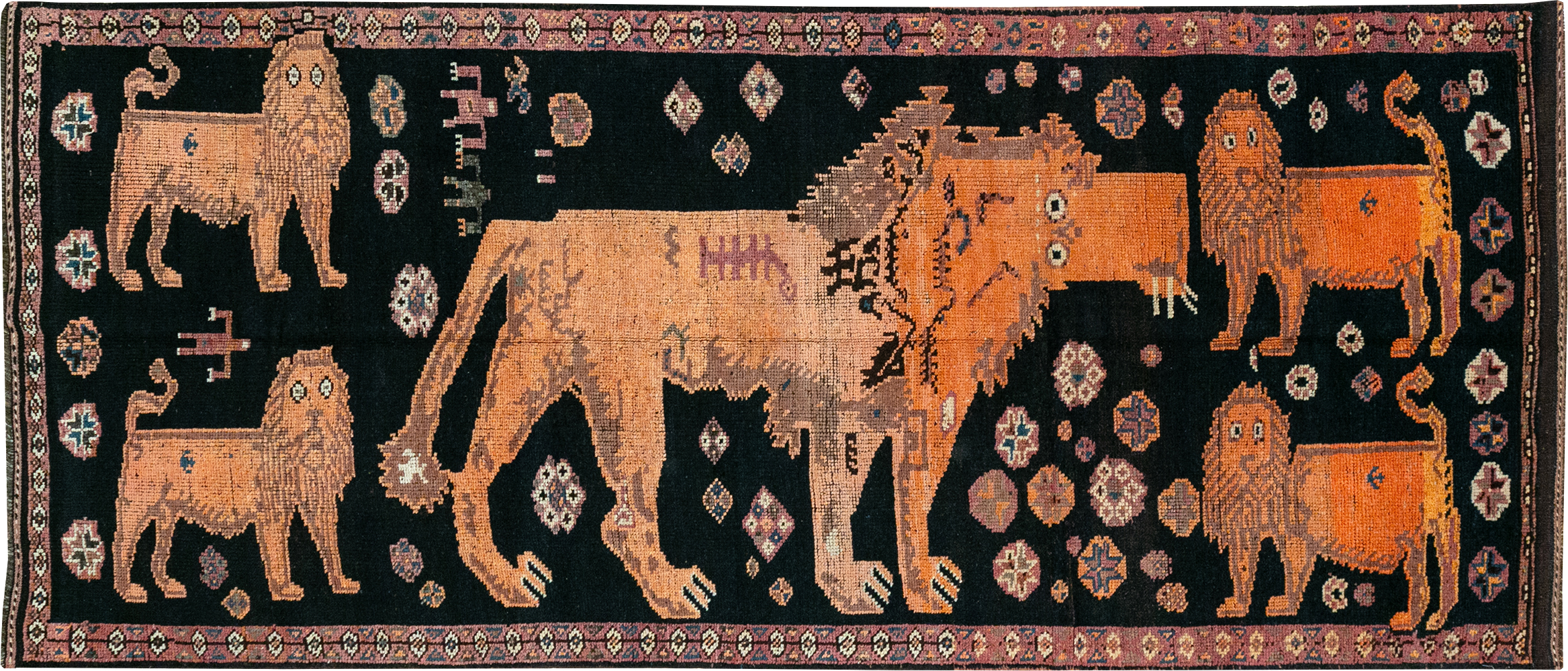 Vintage Turkish Anatolian Pictorial Gallery Rug, No.32214 - Gss