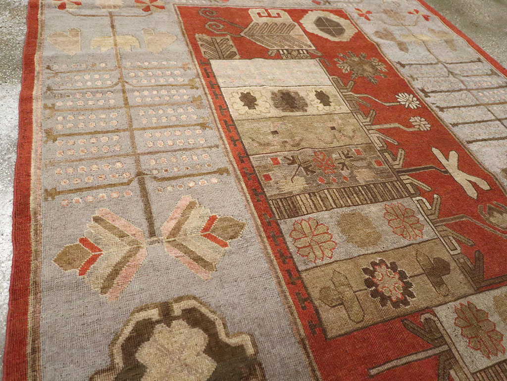 Antique East Turkestan Khotan Accent Carpet, No.32215 - Gss