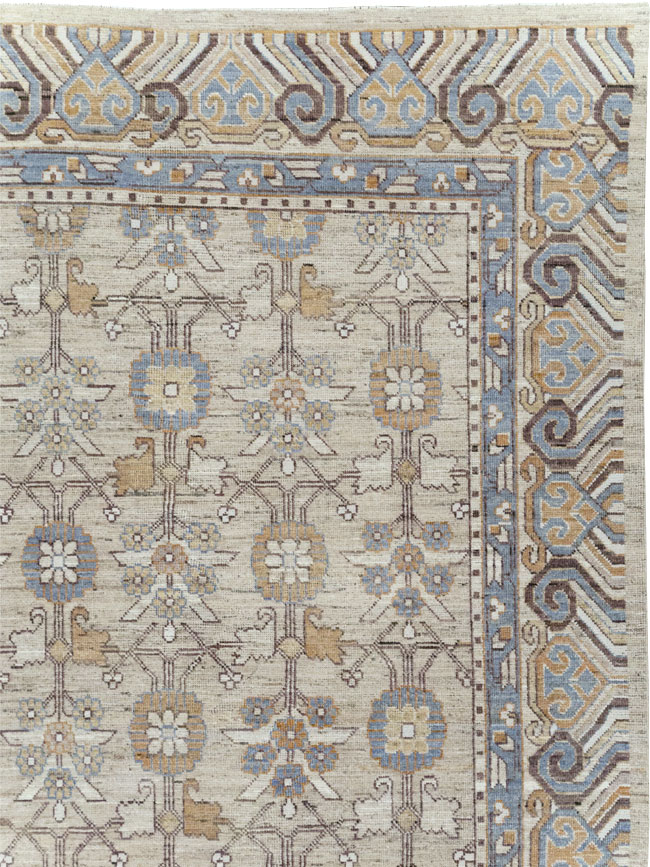 Modern East Turkestan Khotan Room Size Carpet, No.32218 - Gss