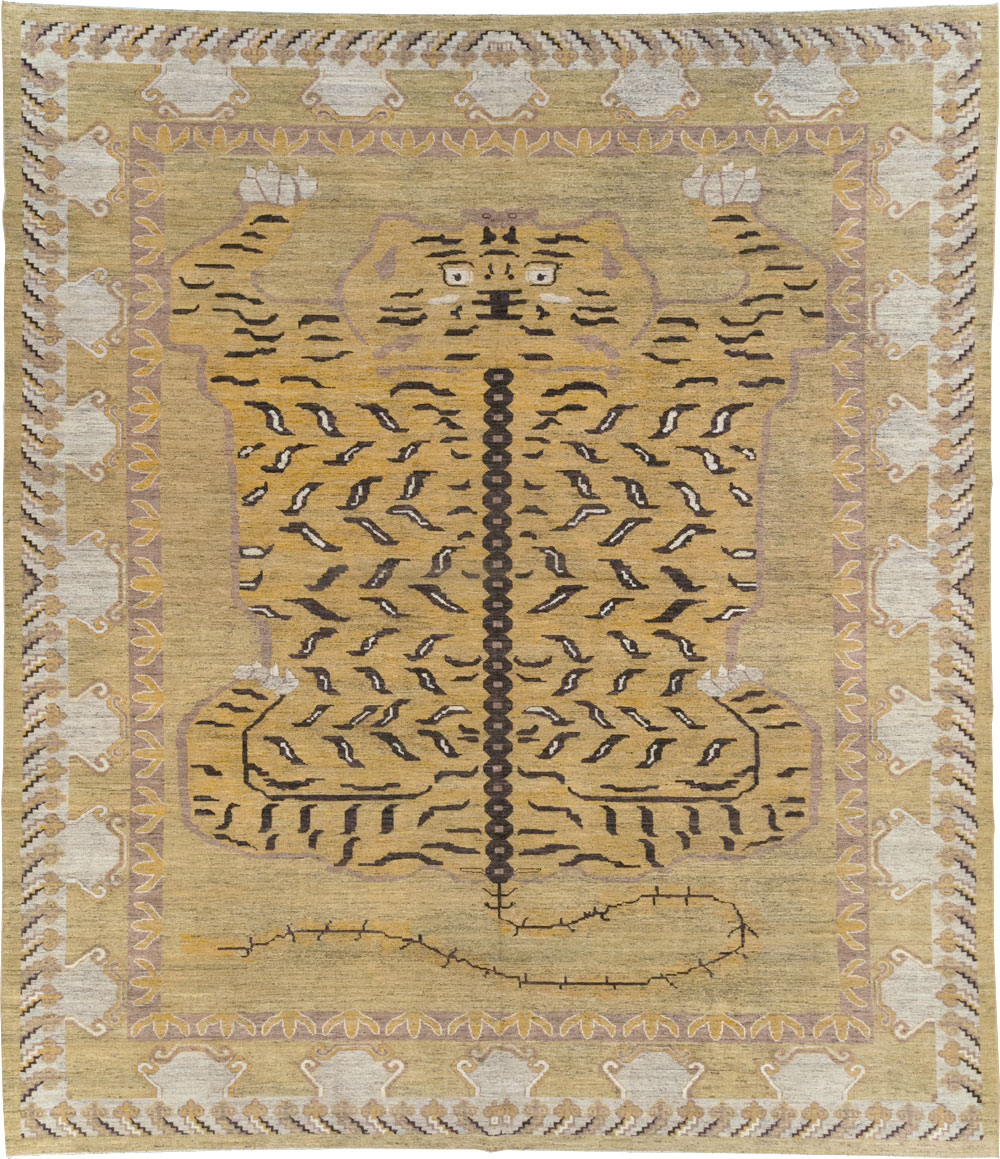 Modern East Turkestan Pictorial Khotan Room Size Carpet, No.32222 - Gss