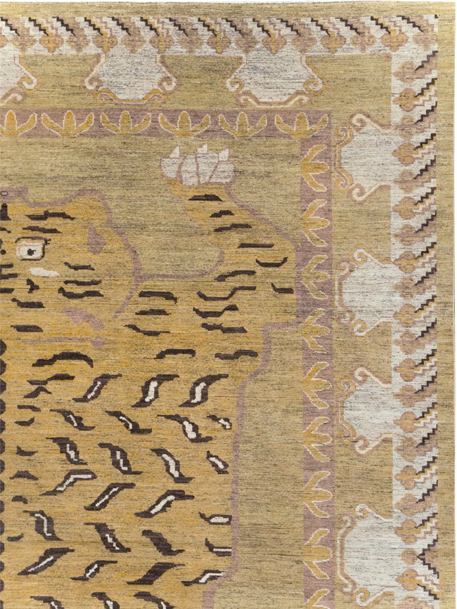 Modern East Turkestan Pictorial Khotan Room Size Carpet, No.32222 - Gss