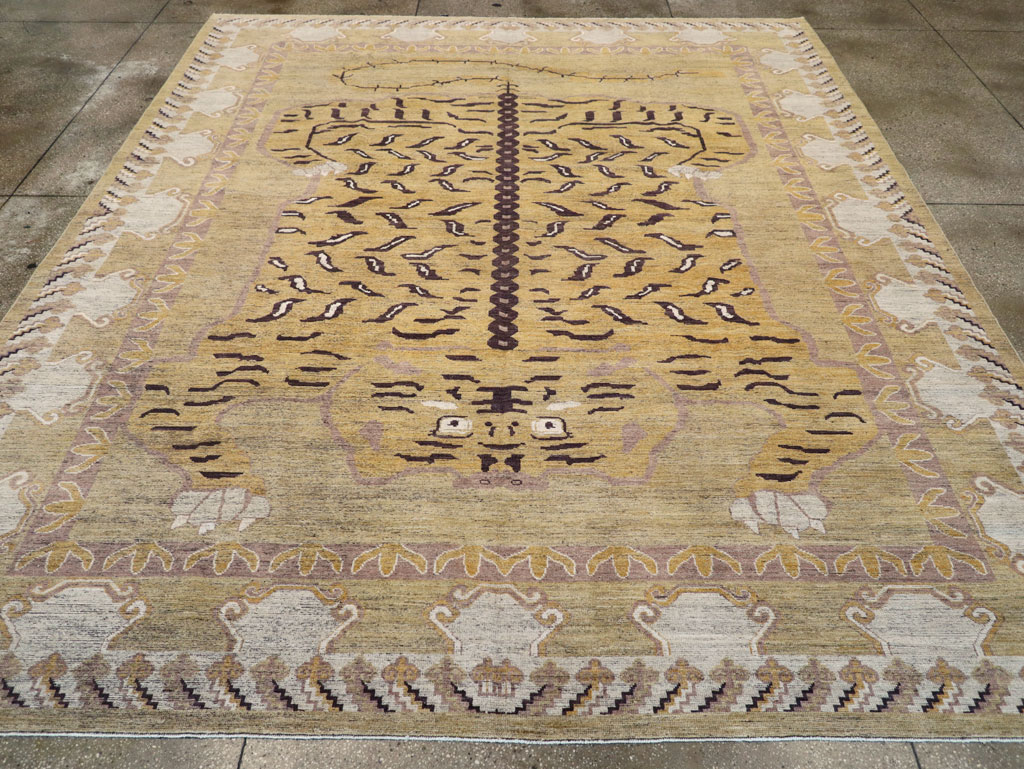 Modern East Turkestan Pictorial Khotan Room Size Carpet, No.32222 - Gss