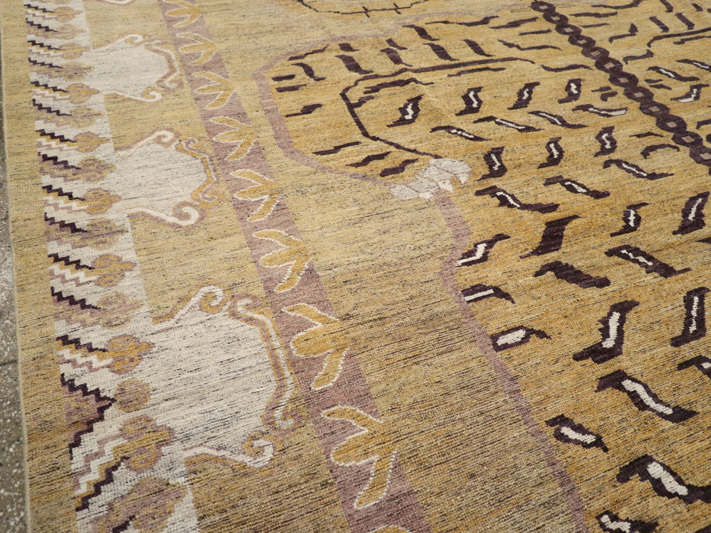 Modern East Turkestan Pictorial Khotan Room Size Carpet, No.32222 - Gss