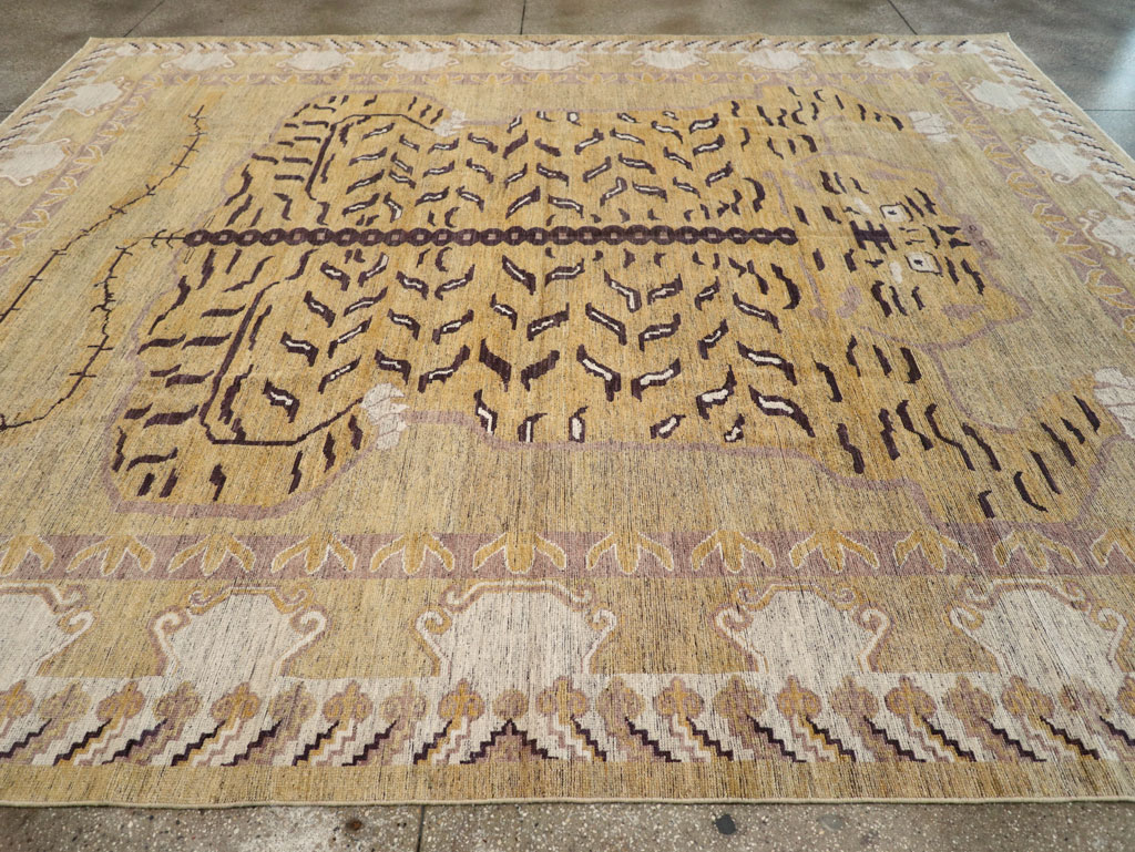 Modern East Turkestan Pictorial Khotan Room Size Carpet, No.32222 - Gss