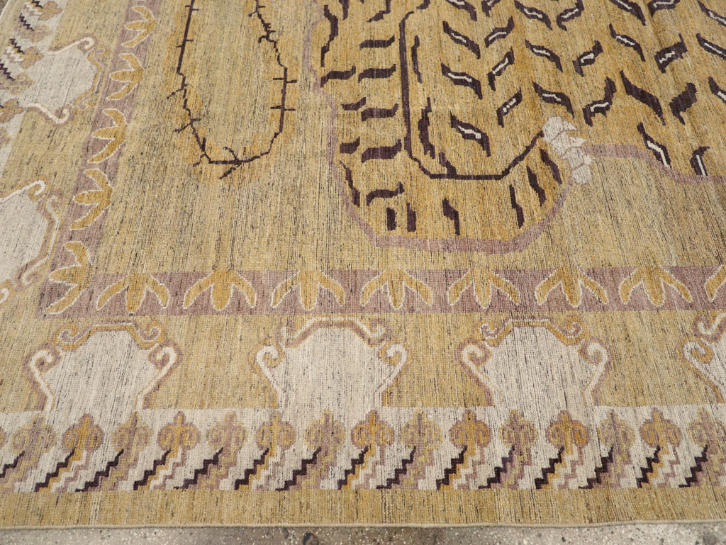 Modern East Turkestan Pictorial Khotan Room Size Carpet, No.32222 - Gss