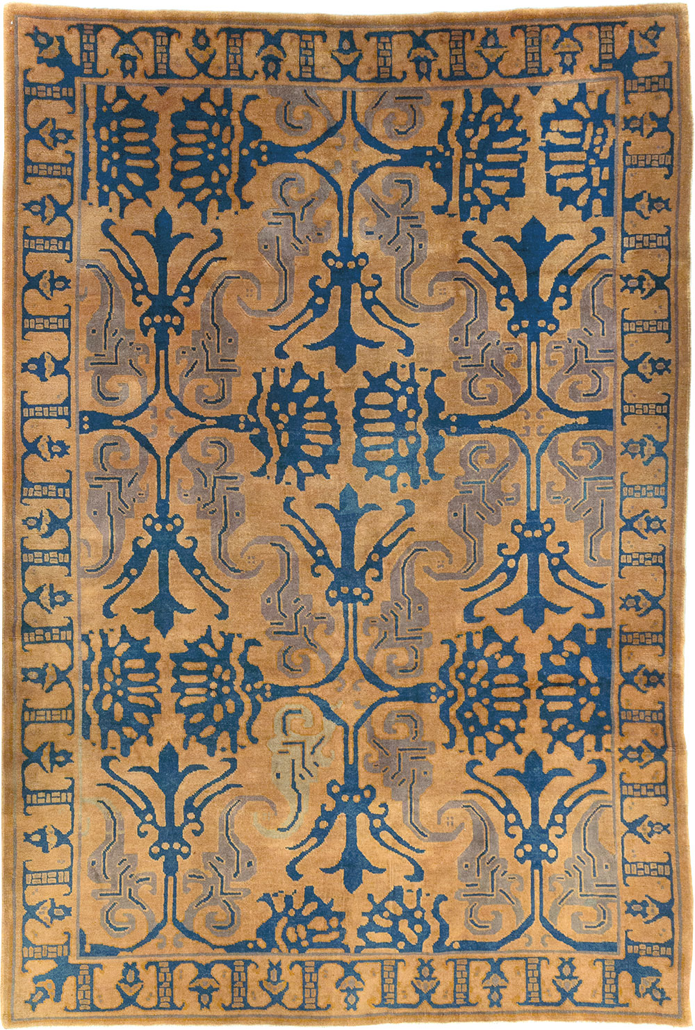 Vintage Chinese Art Deco Accent Carpet, No.32223 - Gss