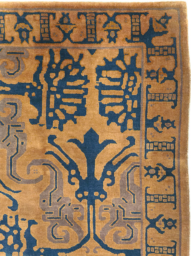 Vintage Chinese Art Deco Accent Carpet, No.32223 - Gss