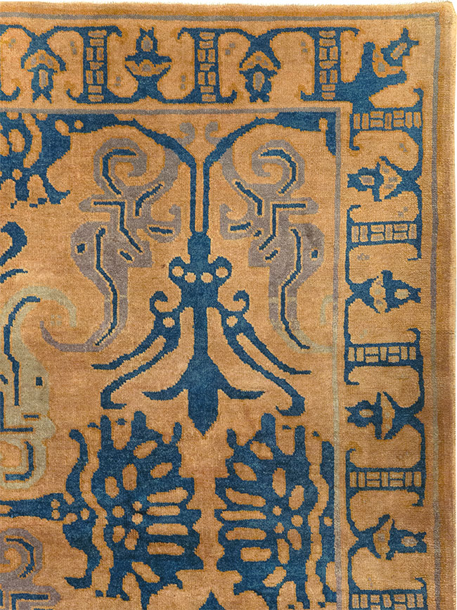 Vintage Chinese Art Deco Accent Carpet, No.32223 - Gss