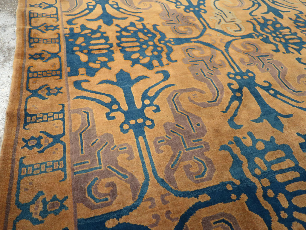 Vintage Chinese Art Deco Accent Carpet, No.32223 - Gss