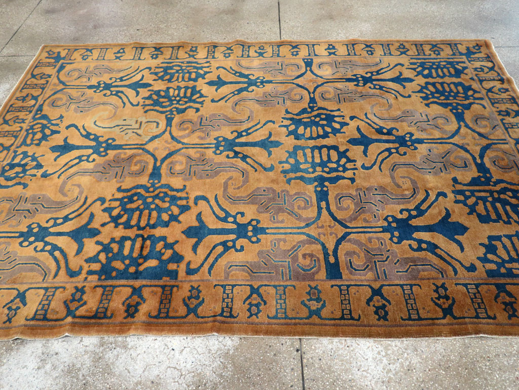 Vintage Chinese Art Deco Accent Carpet, No.32223 - Gss