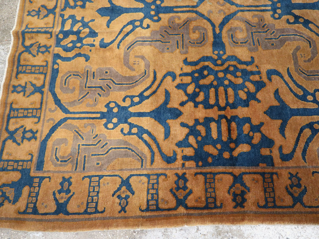 Vintage Chinese Art Deco Accent Carpet, No.32223 - Gss