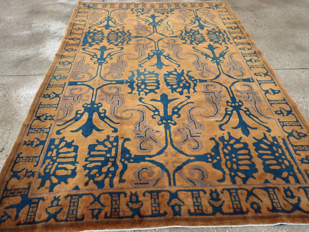Vintage Chinese Art Deco Accent Carpet, No.32223 - Gss