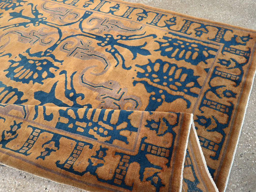 Vintage Chinese Art Deco Accent Carpet, No.32223 - Gss
