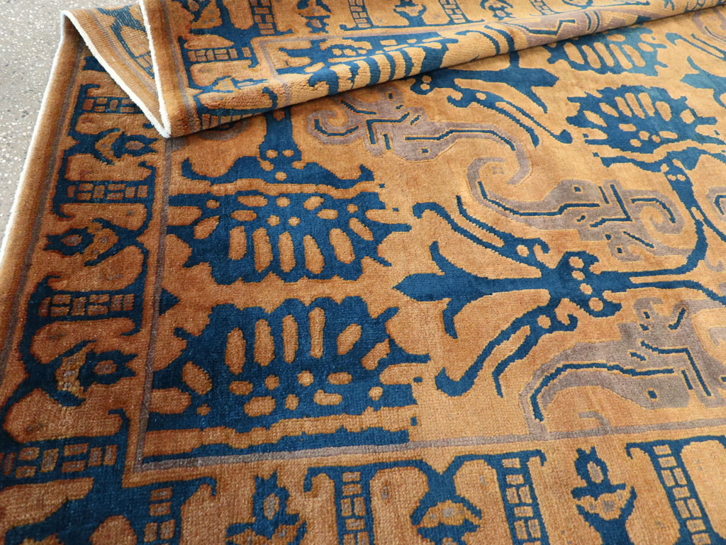 Vintage Chinese Art Deco Accent Carpet, No.32223 - Gss