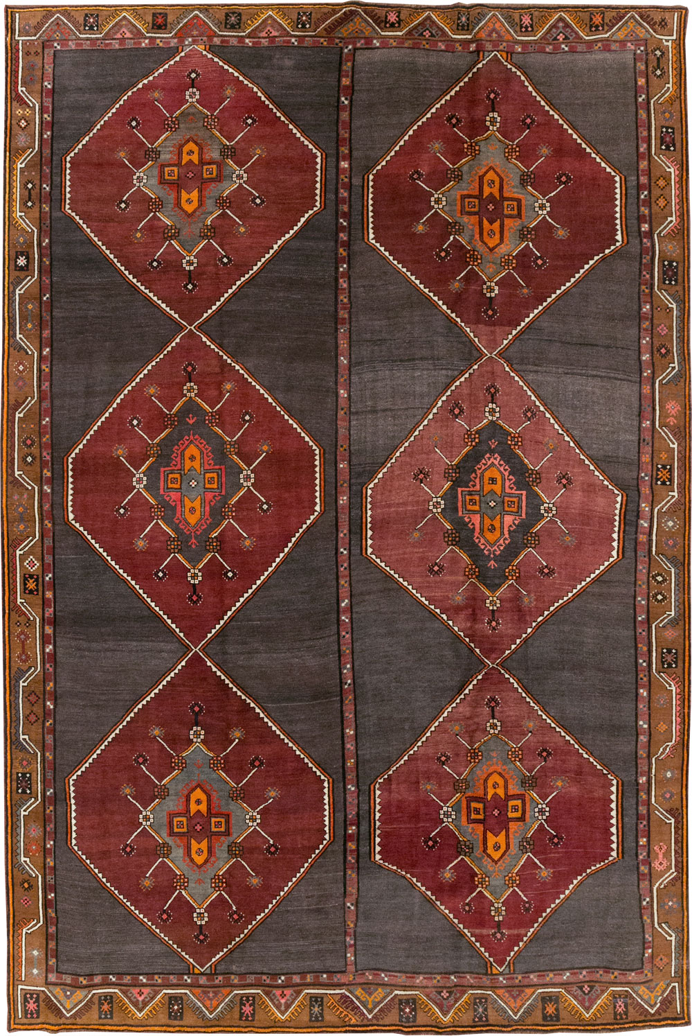 Vintage Turkish Anatolian Tribal Room Size Carpet, No.32225 - Gss