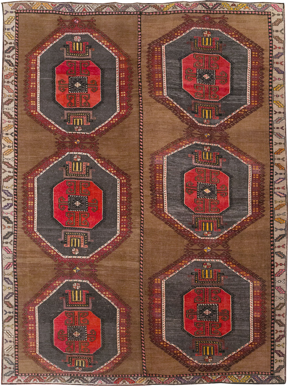 Vintage Turkish Tribal Room Size Carpet, No.32226 - Gss