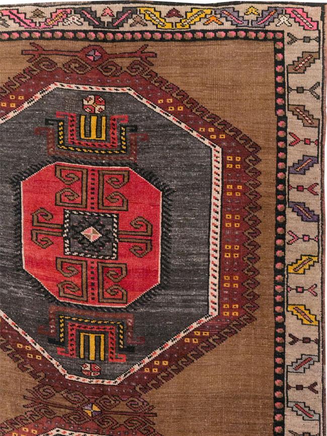 Vintage Turkish Tribal Room Size Carpet, No.32226 - Gss