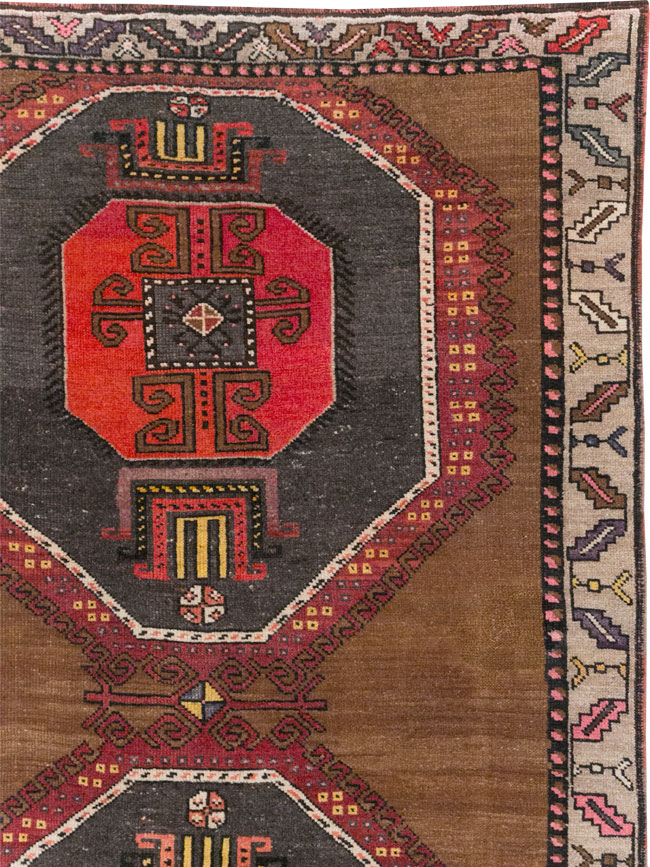 Vintage Turkish Tribal Room Size Carpet, No.32226 - Gss
