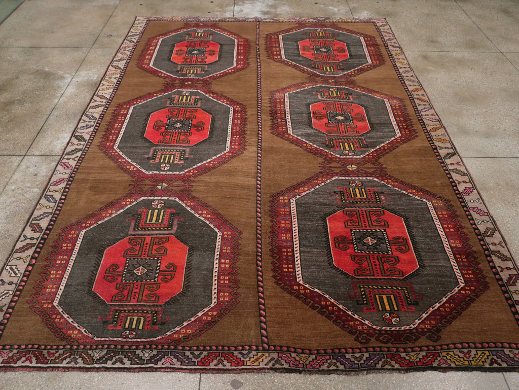 Vintage Turkish Tribal Room Size Carpet, No.32226 - Gss