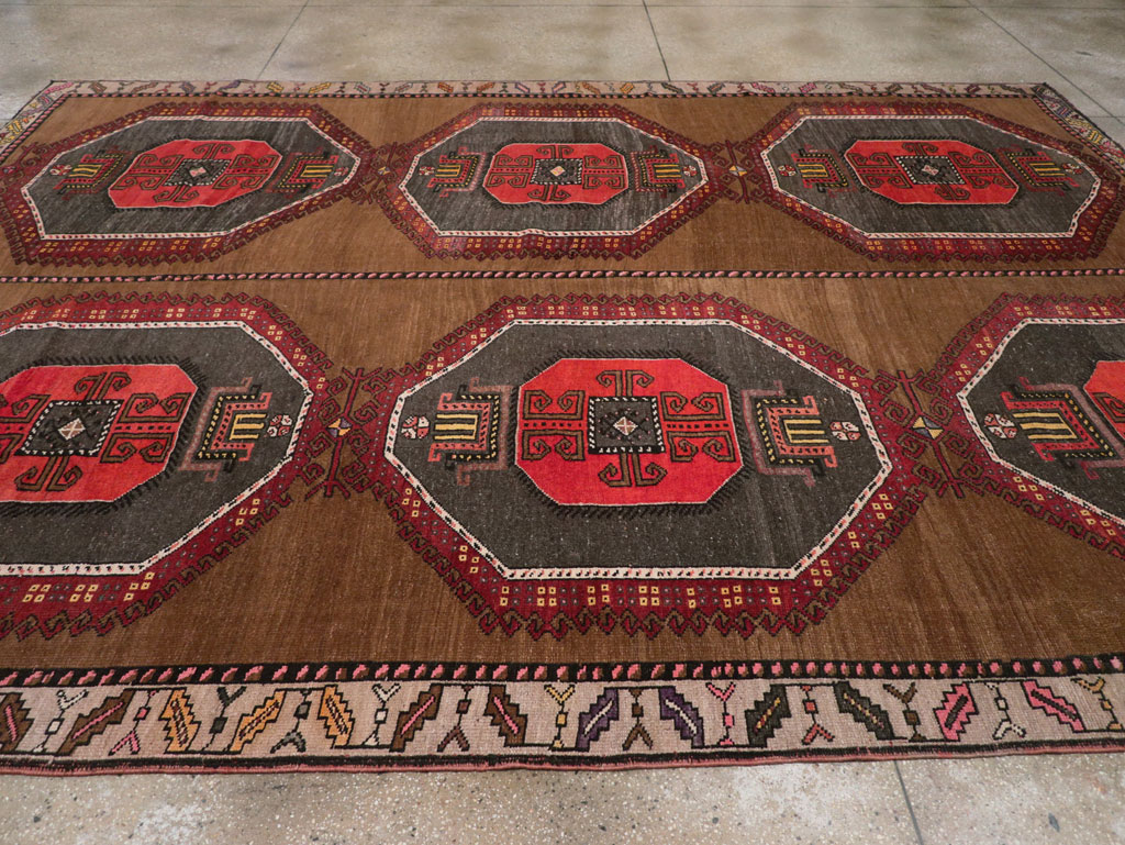 Vintage Turkish Tribal Room Size Carpet, No.32226 - Gss