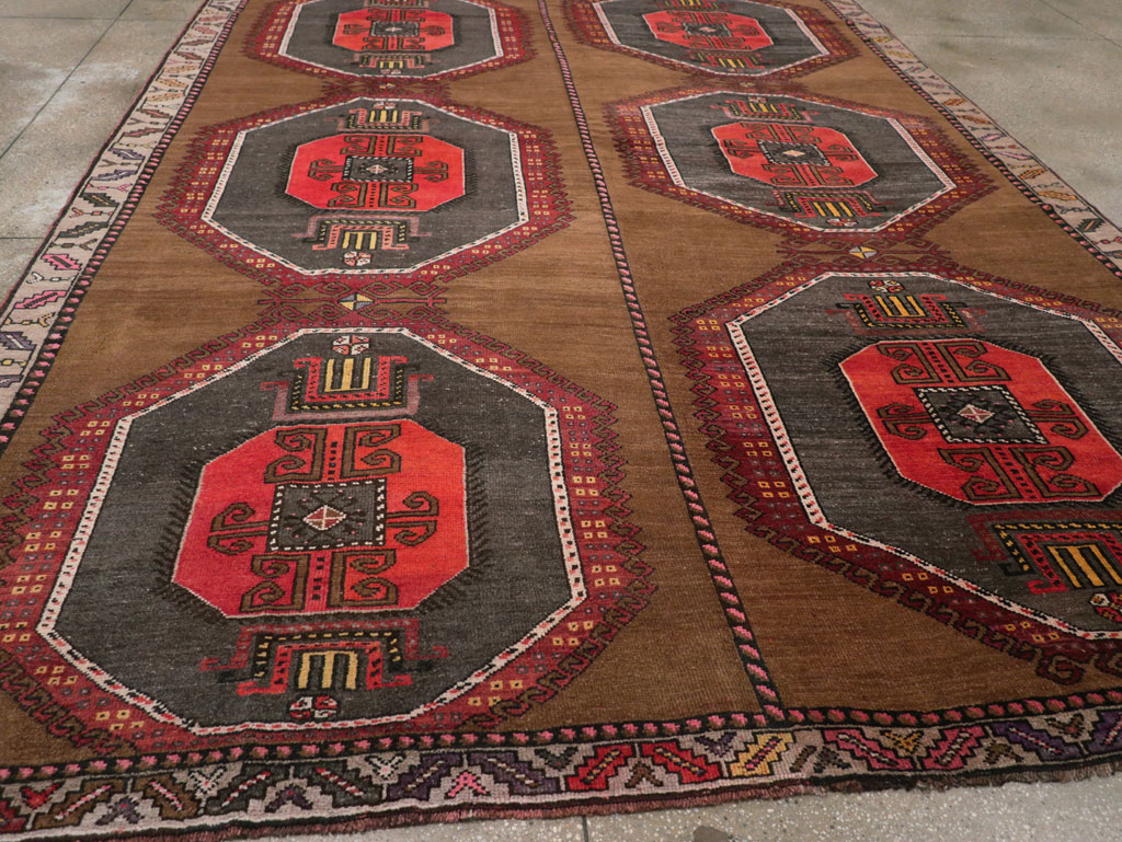 Vintage Turkish Tribal Room Size Carpet, No.32226 - Gss
