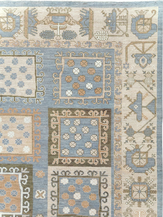 Modern East Turkestan Khotan Room Size Carpet, No.32249 - Gss