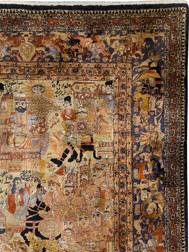 Vintage Chinese Silk Pictorial Accent Rug, No.32261 - Gss