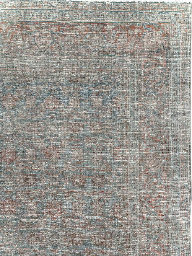 Distressed Vintage Persian Tabriz Room Size Carpet, No.32279 - Gss