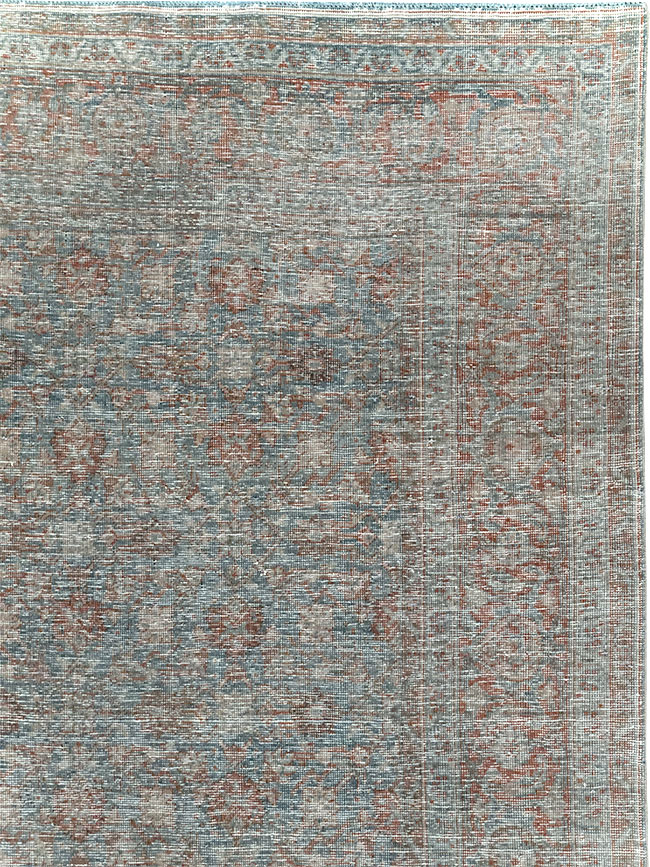 Distressed Vintage Persian Tabriz Room Size Carpet, No.32279 - Gss