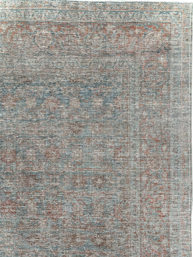 Distressed Vintage Persian Tabriz Room Size Carpet, No.32279 - Gss