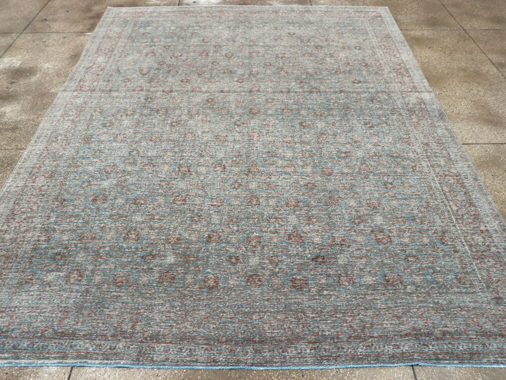 Distressed Vintage Persian Tabriz Room Size Carpet, No.32279 - Gss