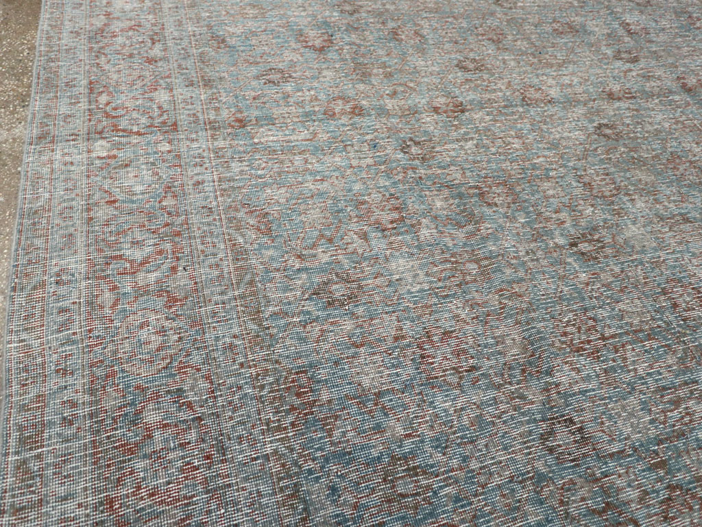 Distressed Vintage Persian Tabriz Room Size Carpet, No.32279 - Gss