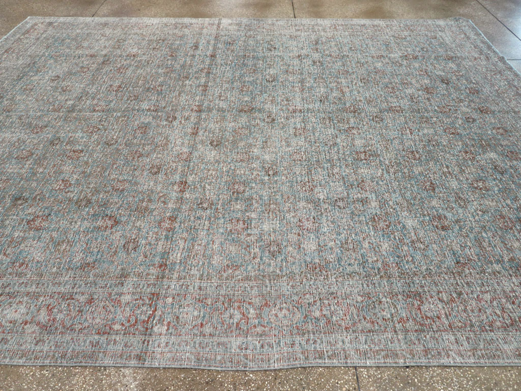 Distressed Vintage Persian Tabriz Room Size Carpet, No.32279 - Gss