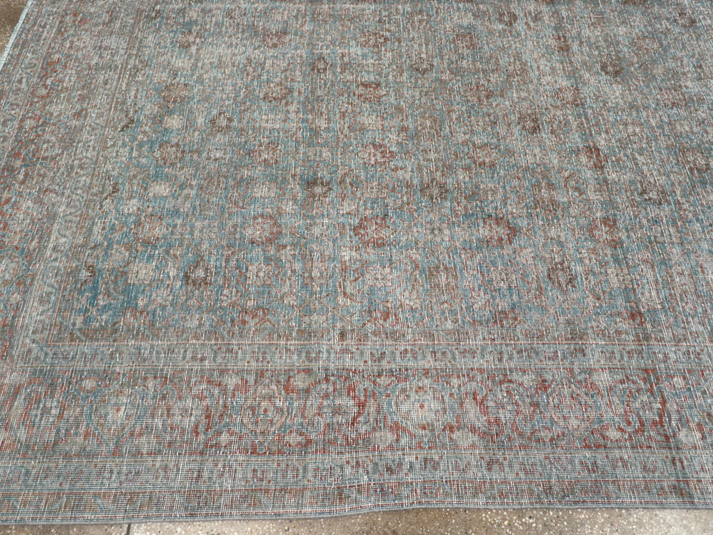 Distressed Vintage Persian Tabriz Room Size Carpet, No.32279 - Gss