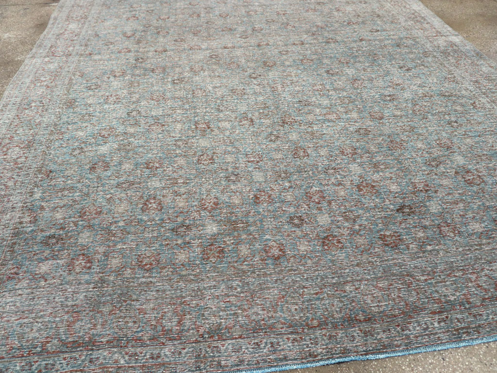 Distressed Vintage Persian Tabriz Room Size Carpet, No.32279 - Gss
