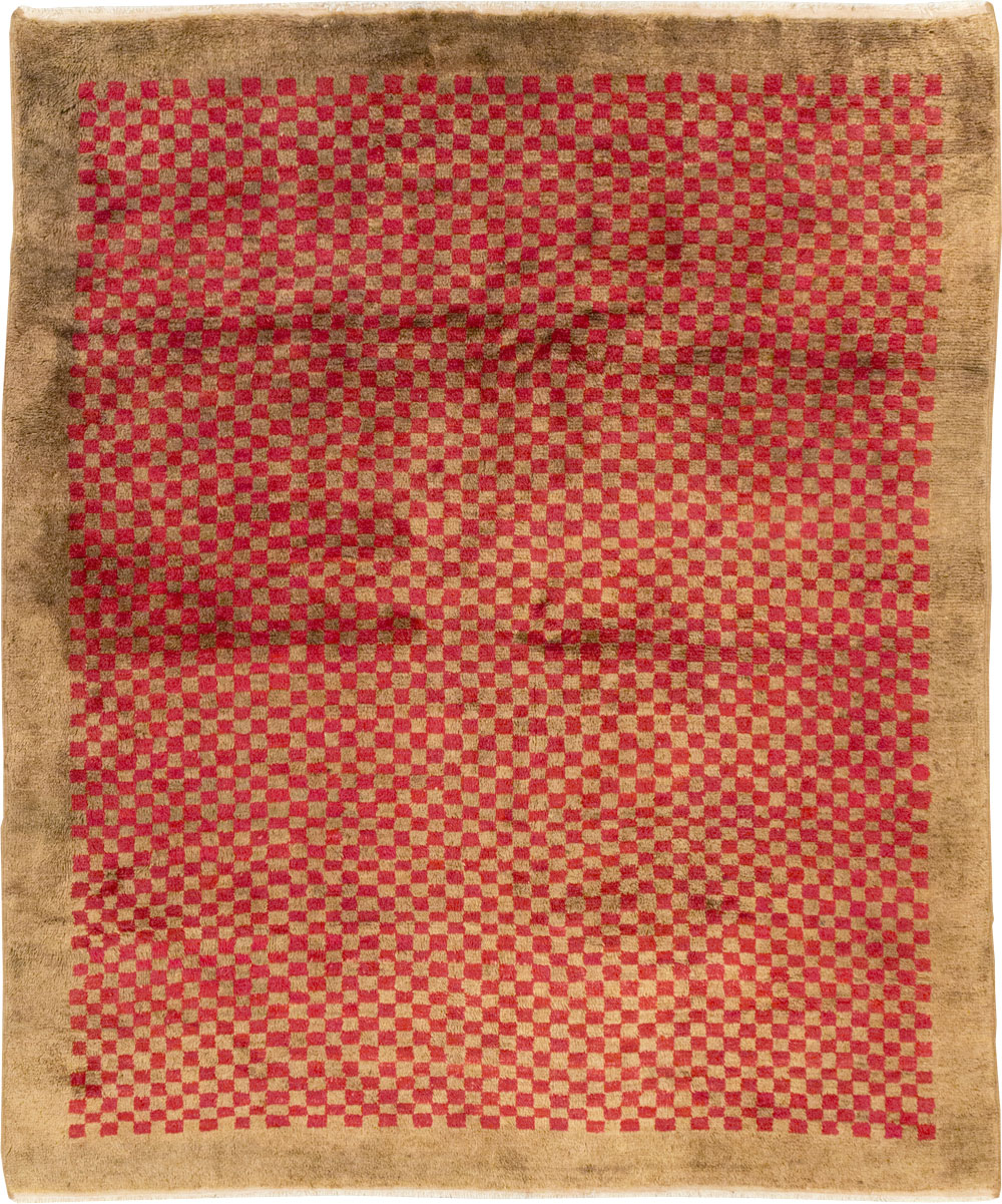 Vintage Turkish Art Deco Style Anatolian Small Room Size Carpet, No.32291 - Gss