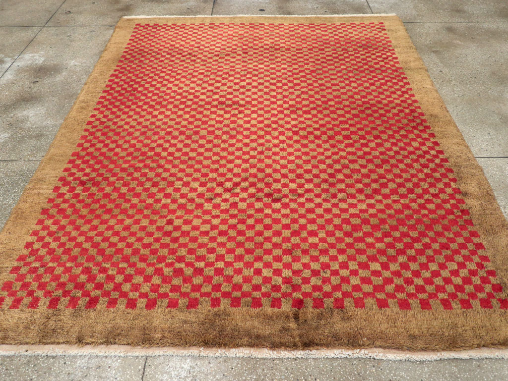 Vintage Turkish Art Deco Style Anatolian Small Room Size Carpet, No.32291 - Gss